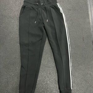 BuffBunny Black Sweatpants with reflective White Stripes